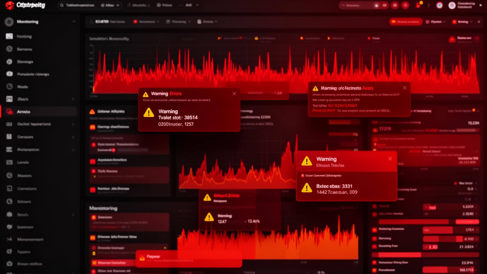 Monitoring dashboard in critical state with multiple red alerts