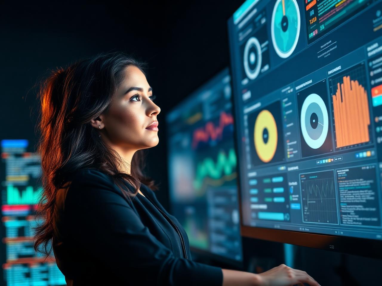 Security specialist reviewing a dashboard