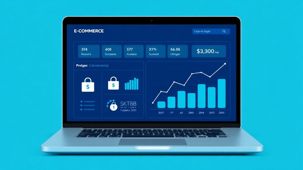 Dashboard de e-commerce em notebook