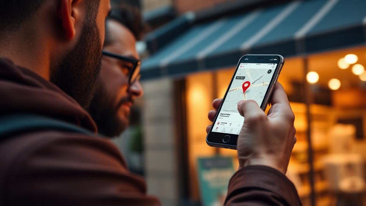 Smartphone com mapa e notificações de leads